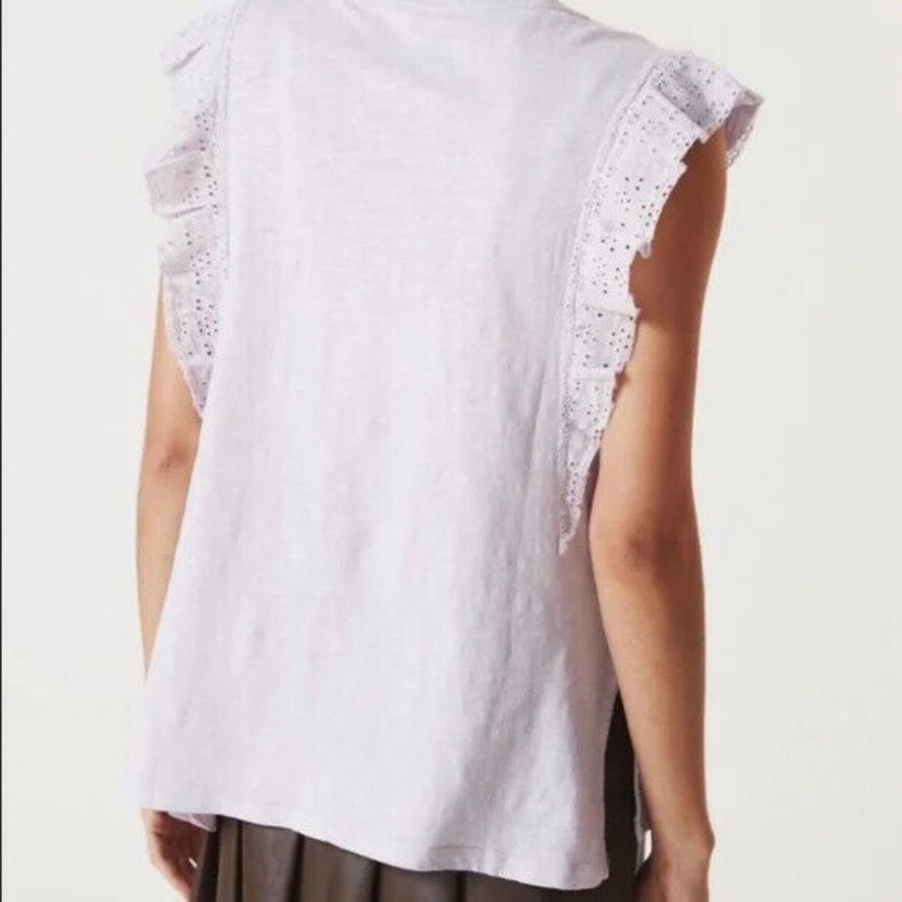 Anthropologie Pilcro Lilac Eyelet Ruffle Top